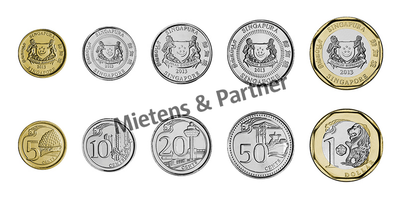 Singapur (Republik) 5, 10, 20, 50 Cents, 1 Dollar (34140)