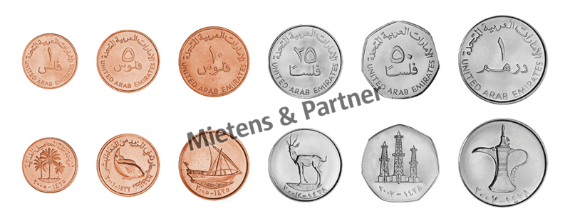 Vereinigte Arabische Emirate (Absolute Monarchie) 1, 5, 10, 25, 50 Fils, 1 Dirham (12079)