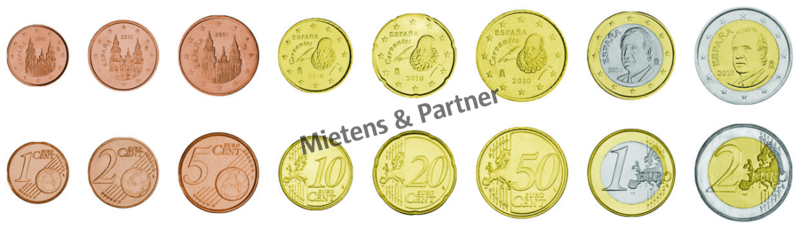Spanien (Parlamentarische Monarchy) 1, 2, 5, 10, 20, 50 Euro Cent, 1, 2 Euro (07569)