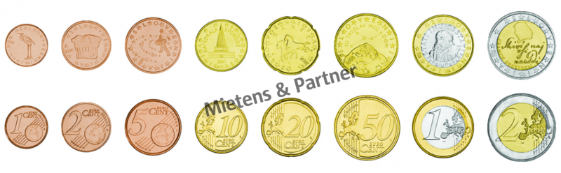 Slowenien (Parlamentarische Republik) 1, 2, 5, 10, 20, 50 Euro Cent, 1, 2 Euro (09757)