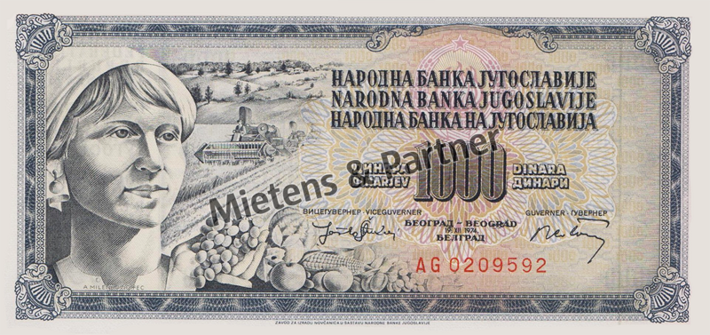 Jugoslawien (Sozialistische Föderative Republik) 1.000 Dinara (36825)