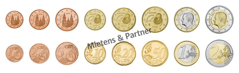 Spanien (Parlamentarische Monarchy) 1, 2, 5, 10, 20, 50 Euro Cent, 1, 2 Euro (40118)