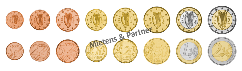 Irland (Parlamentarische Republik) 1, 2, 5, 10, 20, 50 Euro Cent, 1, 2 Euro (07056)