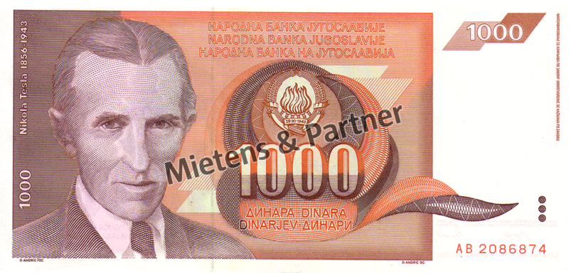 Jugoslawien (Sozialistische Föderative Republik) 1.000 Dinara (02966)