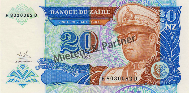 Zaire - Kongo (Republik) 20 New Zaires (03470)