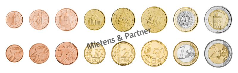 San Marino (Republik) 1, 2, 5, 10, 20, 50 Euro Cent, 1, 2 Euro (08772)