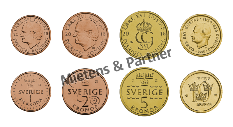 Schweden (Königreich) 1, 2, 5, 10 Kronor (46937)