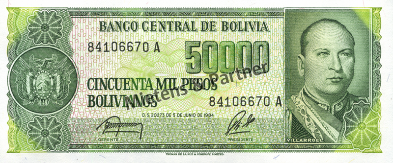 Bolivien (Republik) 50.000 Pesos Bolivianos (29819)