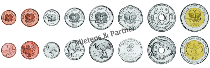 Papua-Neuguinea (Parlamentarische Monarchie) 1, 2, 5, 10, 20, 50 Toea, 1, 2 Kina (12794)
