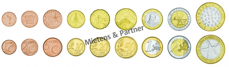 Slowenien (Parlamentarische Republik) 1, 2, 5, 10, 20, 50 Euro Cent, 1, 2, 3 Euro (09758)