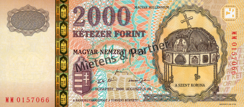 Ungarn (Parlamentarische Republik) 2.000 Forint in Folder (02570)