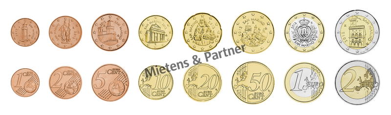 San Marino (Republik) 1, 2, 5, 10, 20, 50 Euro Cent, 1, 2 Euro (08805)