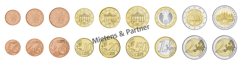 Deutschland (Bundesrepublik) 1, 2, 5, 10, 20, 50 Euro Cent, 1, 2, 2 Euro (56296)