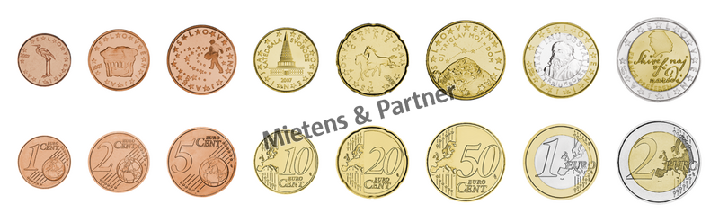 Slowenien (Parlamentarische Republik) 1, 2, 5, 10, 20, 50 Euro Cent, 1, 2 Euro (09767)