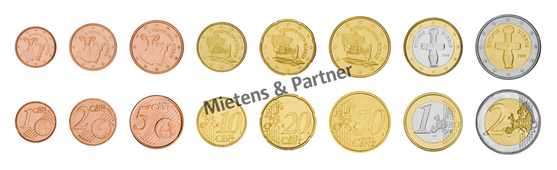 Zypern (Republik) 1, 2, 5, 10, 20, 50 Euro Cent, 1, 2 Euro (11856)