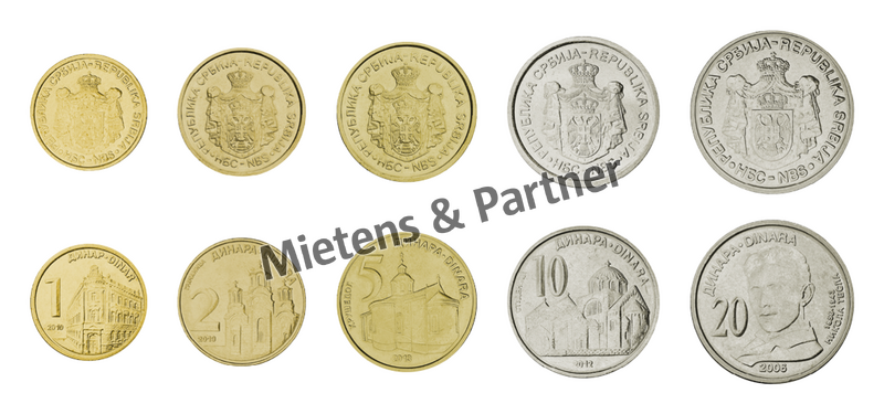 Serbien (Parlamentarische Republik) 1, 2, 5, 10, 20 Dinara (09653)