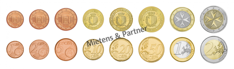 Malta (Parlamentarische Republik) 1, 2, 5, 10, 20, 50 Euro Cent, 1, 2 Euro (24257)