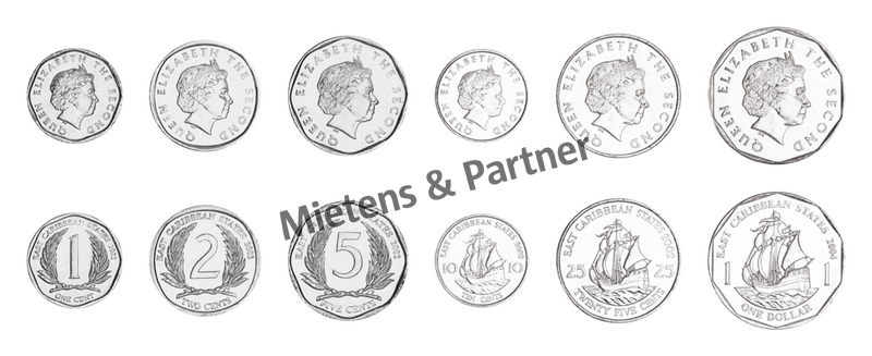 Ostkaribische Staaten (Organisation) 1, 2, 5, 10, 25 Cents, 1 Dollar (10939)