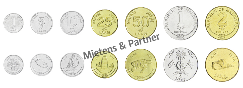 Malediven (Republik) 1, 5, 10, 25, 50 Laari, 1, 2 Rufiyaa (30276)