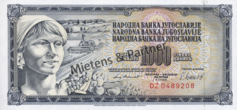 Jugoslawien (Sozialistische Föderative Republik) 1.000 Dinara (02955)