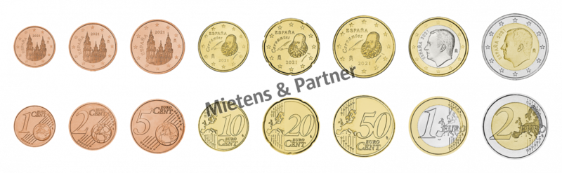 Spanien (Parlamentarische Monarchy) 1, 2, 5, 10, 20, 50 Euro Cent, 1, 2 Euro (60582)