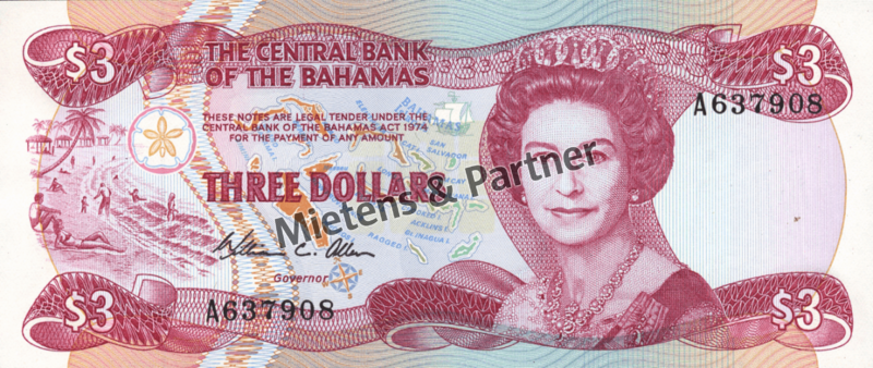 Bahamas (Parlamentarische Monarchie) 3 Dollars (04335)