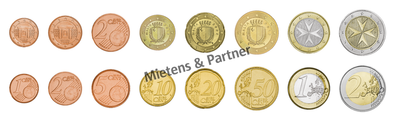 Malta (Parlamentarische Republik) 1, 2, 5, 10, 20, 50 Euro Cent, 1, 2 Euro (23809)