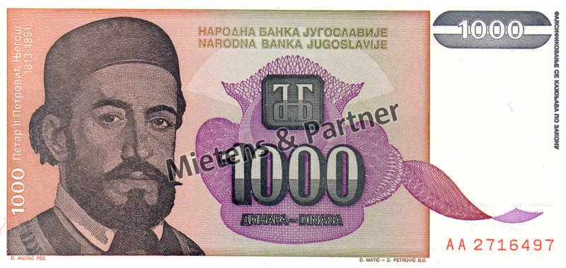 Jugoslawien (Bundesrepublik) 1.000 Dinara (02994)