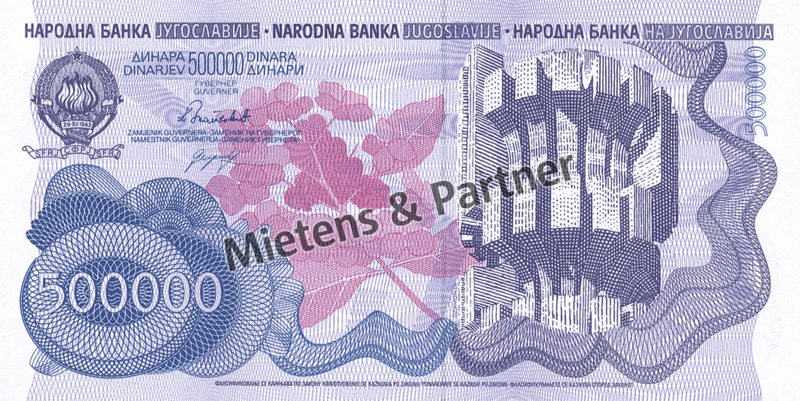 Jugoslawien (Sozialistische Föderative Republik) 500.000 Dinara (02959)