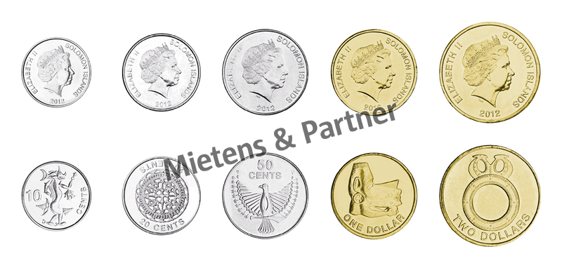 Salomonen (Konstitutionelle Monarchie) 10, 20, 50 Cents, 1, 2 Dollars (31737)