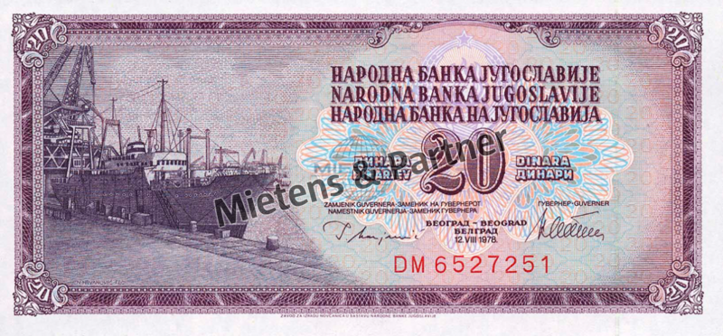 Jugoslawien (Sozialistische Föderative Republik) 20 Dinara (02952)