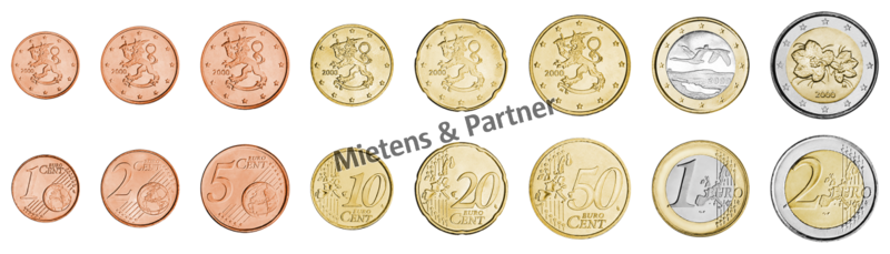 Finnland (Parlamentarische Republik) 1, 2, 5, 10, 20, 50 Euro Cent, 1, 2 Euro (07935)