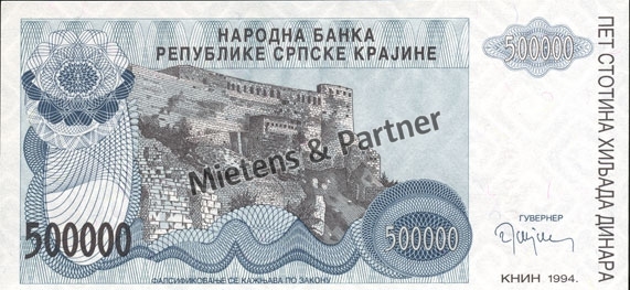 Kroatien (Republik Serbische Krajina) (Republik) 500.000 Dinara (03150)