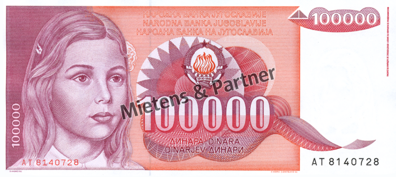 Jugoslawien (Sozialistische Föderative Republik) 100.000 Dinara (02958)
