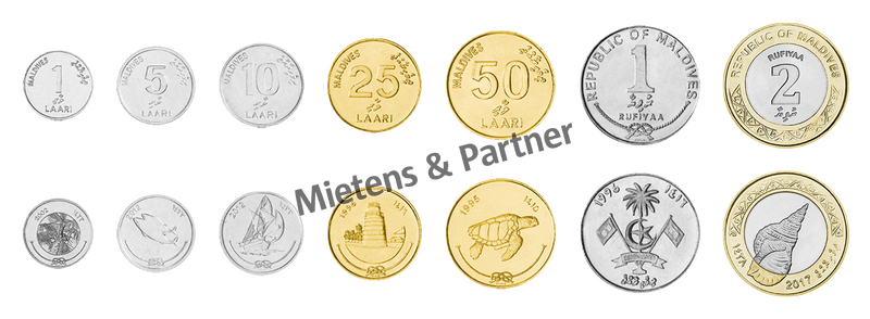 Malediven (Republik) 1, 5, 10, 25, 50 Laari, 1, 2 Rufiyaa (57138)