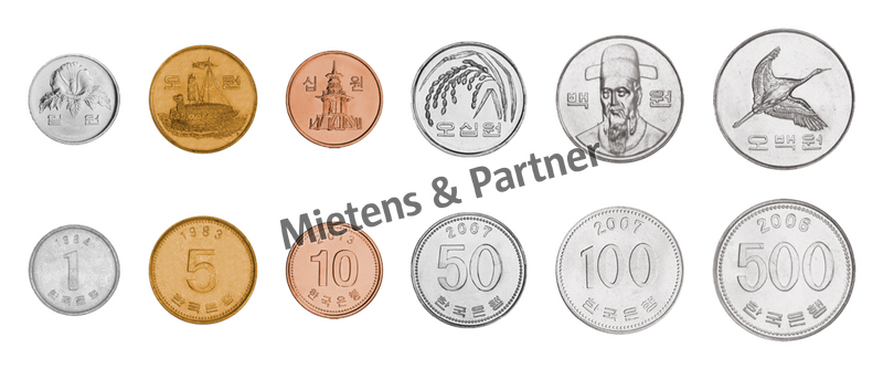 Südkorea (Republik) 1, 5, 10, 50, 100, 500 Won (12664)