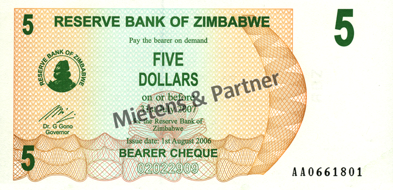 Zimbabwe (Republic) 5 Dollars (03836)