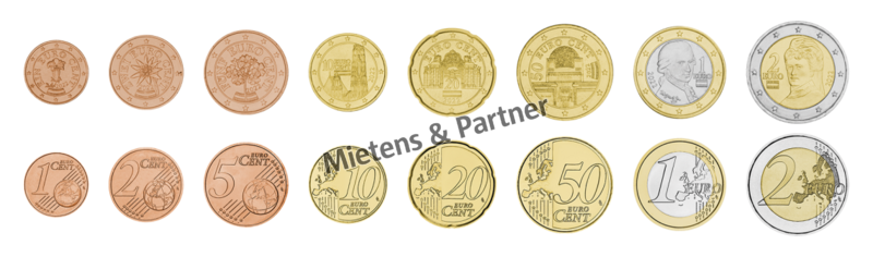 Austria (Republic) 1, 2, 5, 10, 20, 50 Euro Cent, 1, 2 Euro (63524)