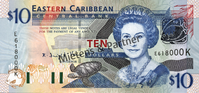 Saint Kitts and Nevis (Parliamentary Monarchy) 10 Dollars (03999)