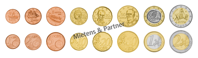 Greece (Third Republic) 1, 2, 5, 10, 20, 50 Euro Cent, 1, 2 Euro (07190)