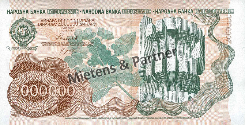 Yugoslavia (Socialist Federal Republic) 2 Million Dinara (44237)