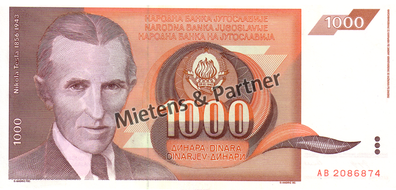 Yugoslavia (Socialist Federal Republic) 1.000 Dinara (02966)