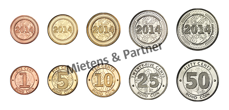 Zimbabwe (Republic) 1, 5, 10, 25, 50 Cents (Bond Coin) (41383)