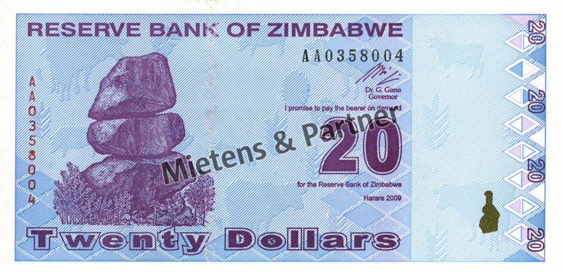 Zimbabwe (Republic) 20 Dollars (03857)