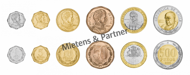 Chile (Republic) 1, 5, 10, 50, 100, 500 Pesos (11684)