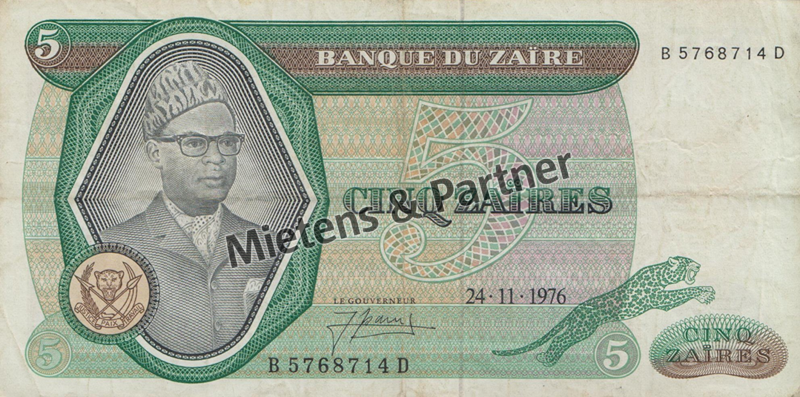 Zaire - Congo (Republic) 5 Zaires (40840)