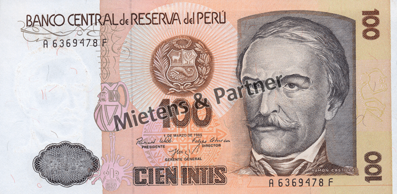 Peru (Republic) 100 Intis (04698)