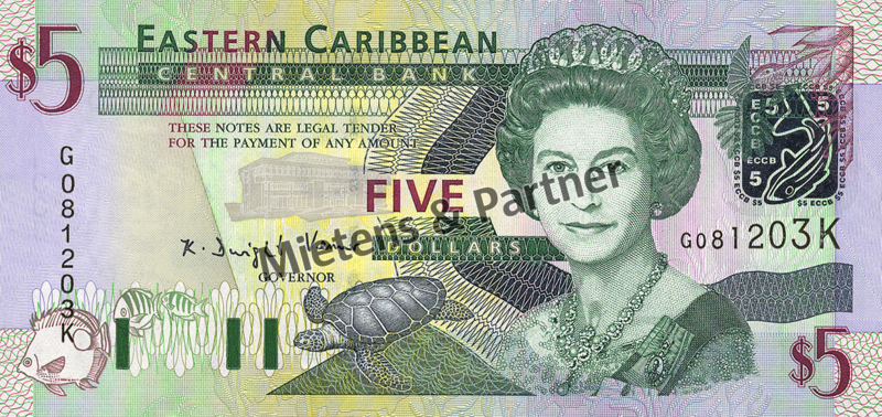 Saint Kitts and Nevis (Parliamentary Monarchy) 5 Dollars (03980)