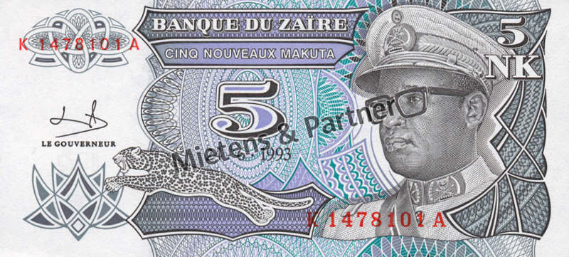 Zaire - Congo (Republic) 5 New Makuta (03469)