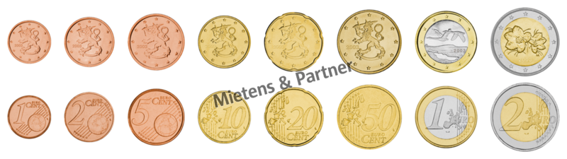 Finland (Parliamentary Republic) 1, 2, 5, 10, 20, 50 Euro Cent, 1, 2 Euro (07938)